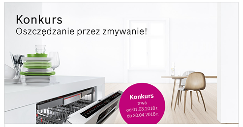 Do wygrania 1 z 25 nagród w postaci zwrotu ceny zakupu nowej zmywarki Konkurs