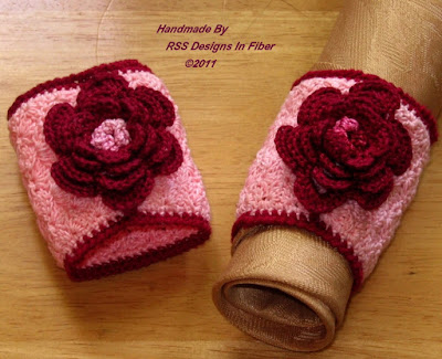  Red Rose Napkin Ring Set - Handmade Crochet By RSS Designs In Fiber