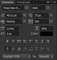 photoshop cs6 : character and paragraph tool