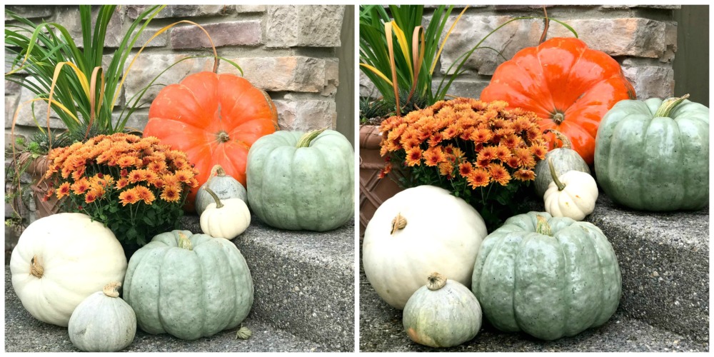 fall porch with pumpkins