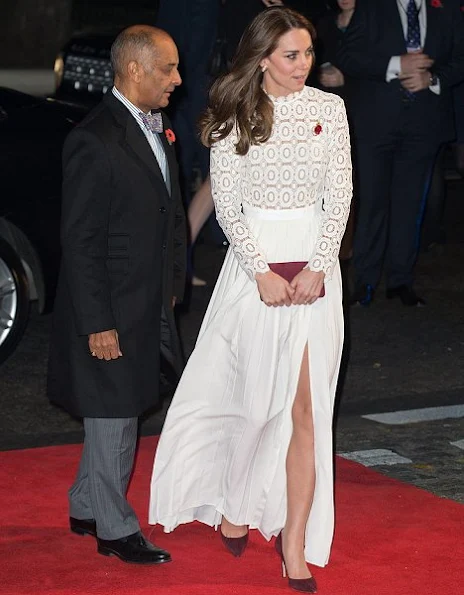 Kate Middleton wore Self-Portrait pleated crochet floral maxi dress at Recovery Street Film Festival