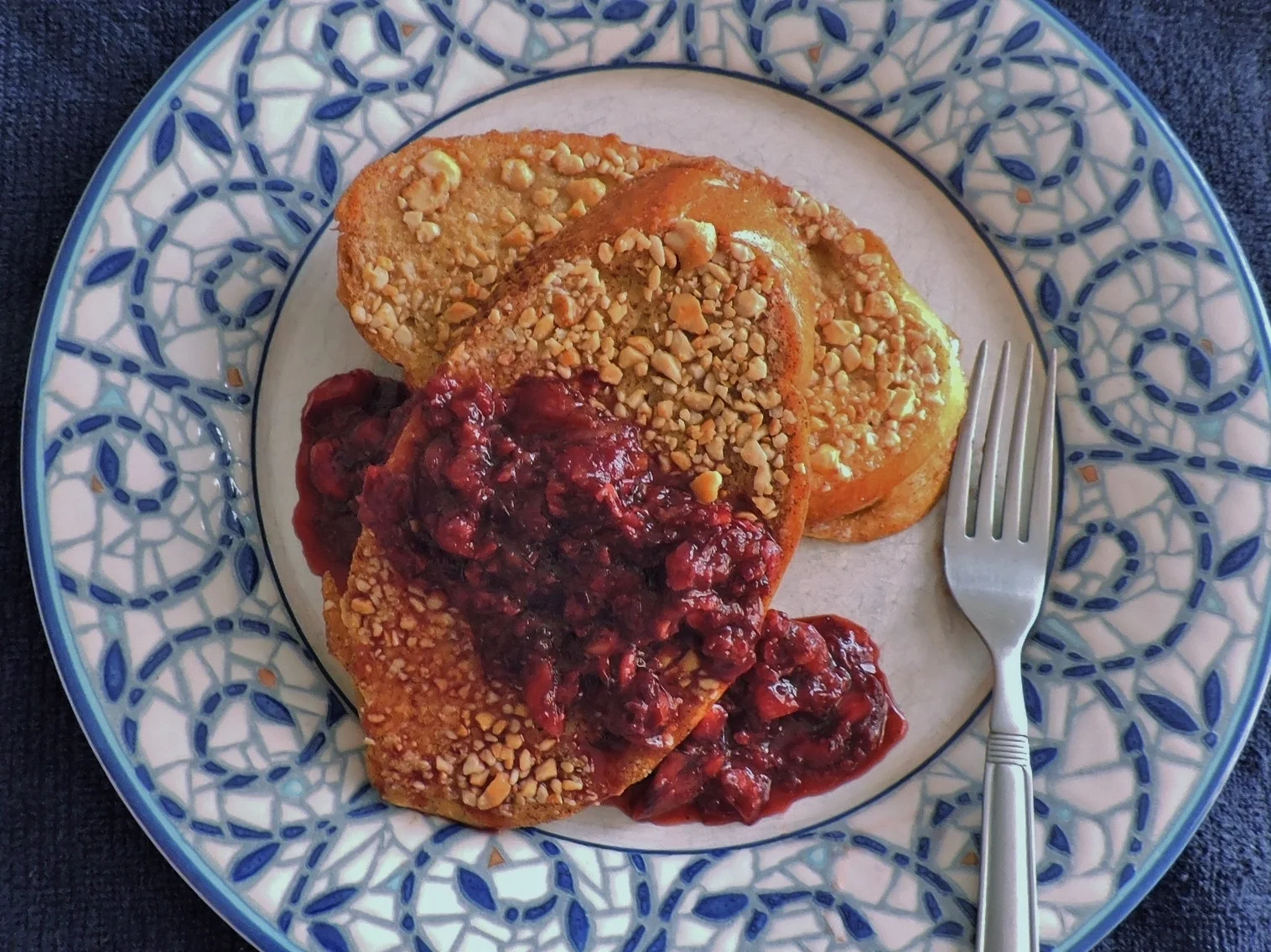 Cashew Crusted French Toast with Cherry Compote