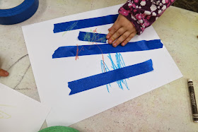 Toddler Art Class: Crayon Resist (or Yippee! Tape!) - library makers