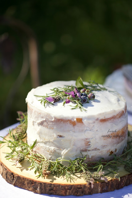 Simple summer berry & lavender topped rustic cake
