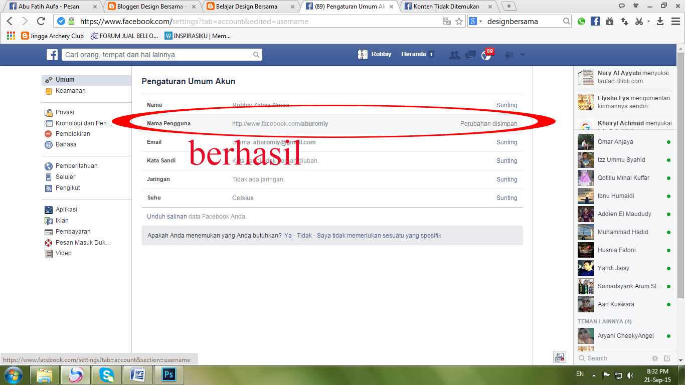 Cara tercepat membuat link URL facebook dengan nama sendiri