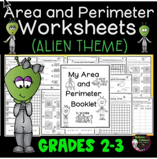 The Best of Teacher Entrepreneurs: Area and Perimeter Worksheets: Alien  Theme