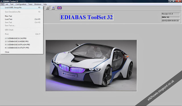 BMW EDIABAS ToolSet 32 home screen