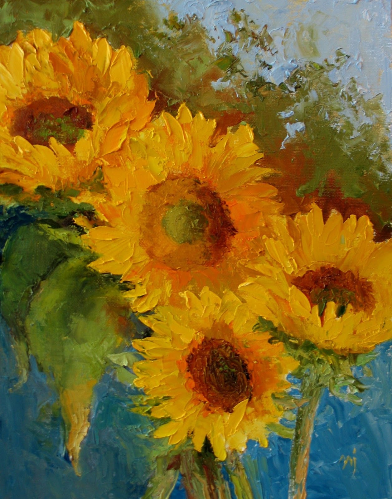 Nel's Everyday Painting Palette Knife Sunflowers SOLD