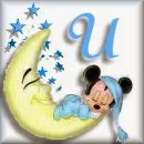 Alfabeto de Mickey Bebé durmiendo en la luna U.