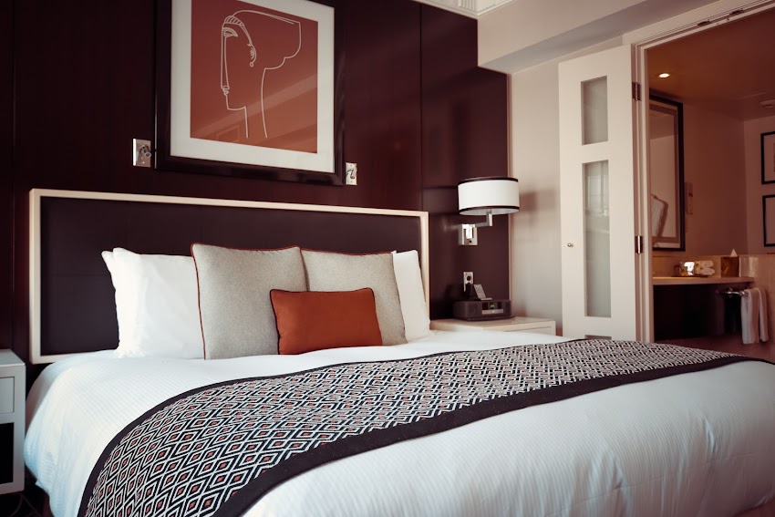 Black and Grey Bedspread on Bed and Pillow Black and Grey Bedspread on Bed and Pillow