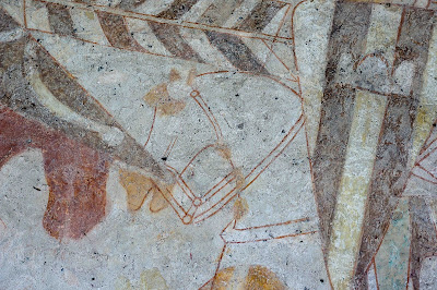 Medieval halter on horse in battle, fresco in Hojen church, Denmark, https://www.shutterstock.com/image-photo/medieval-halter-on-horse-battle-fresco-547937272