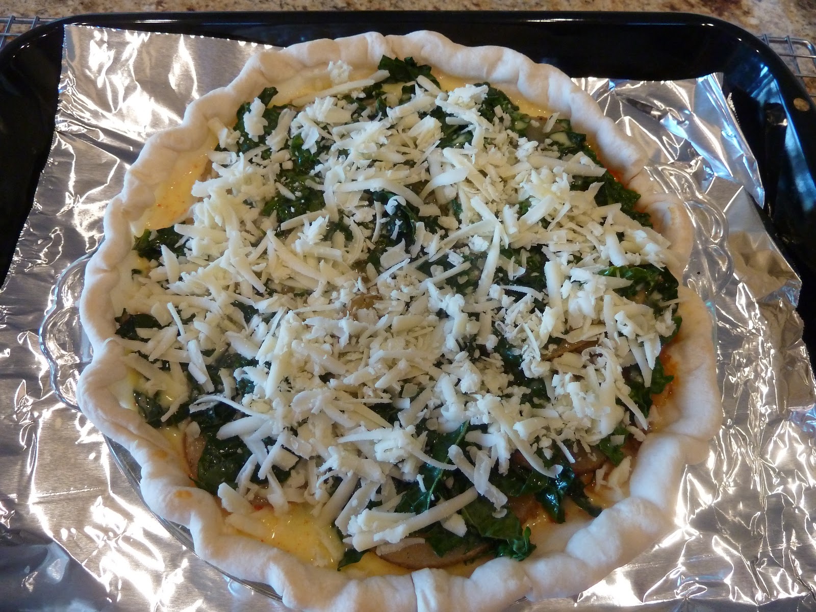 Cracked Pepper Kale Chorizo Potato Quiche