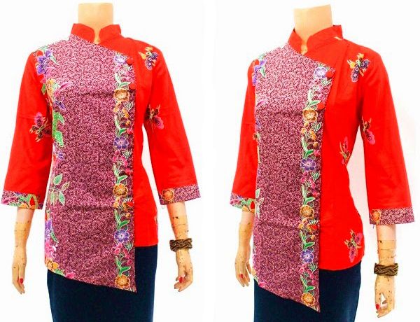 Model Kemeja Batik Wanita Kancing Samping Modern Model Kemeja Batik Wanita Kancing Samping Modern