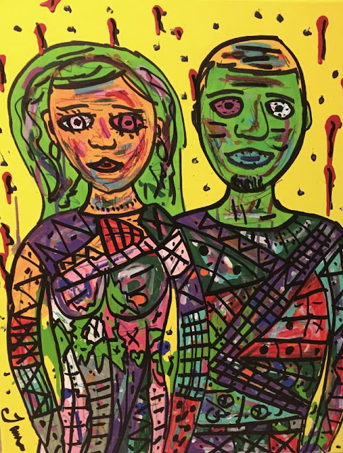 "Couple" by Justin Lacche, 2016: 16" x 20" mixed media