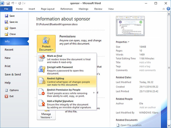 Cara Perlindungan File Dokumen Word Semoga Tidak Dapat Diedit Dan Di ...