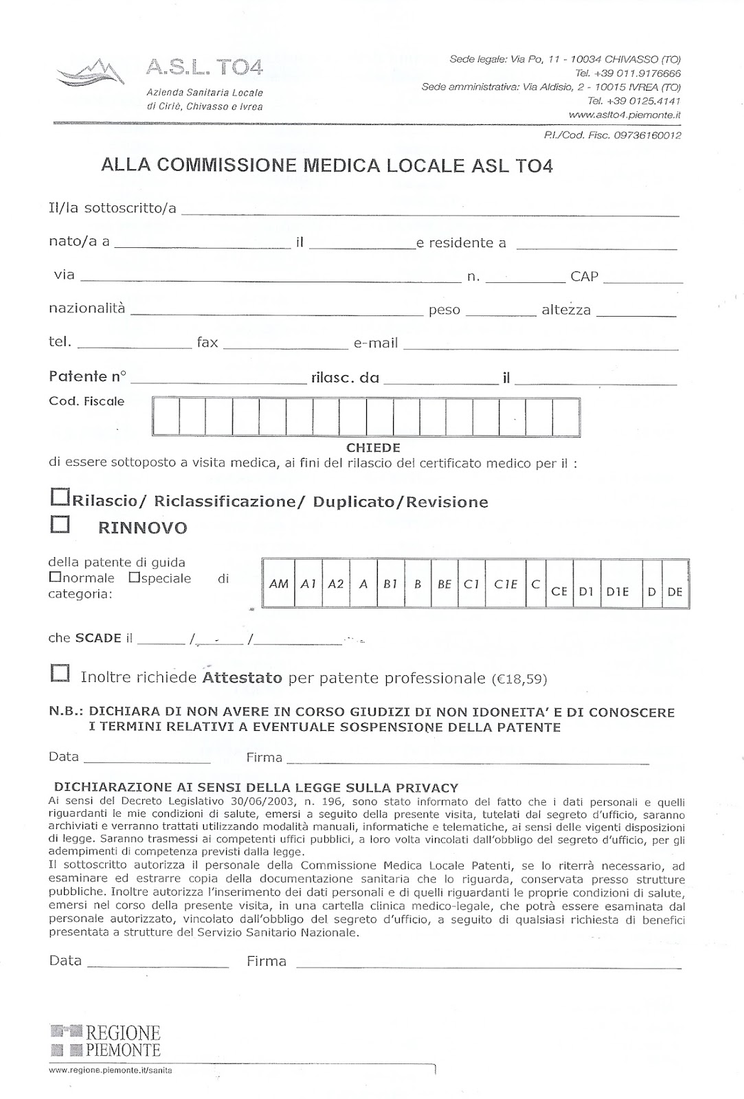 SCARICA CERTIFICATO ANAMNESTICO