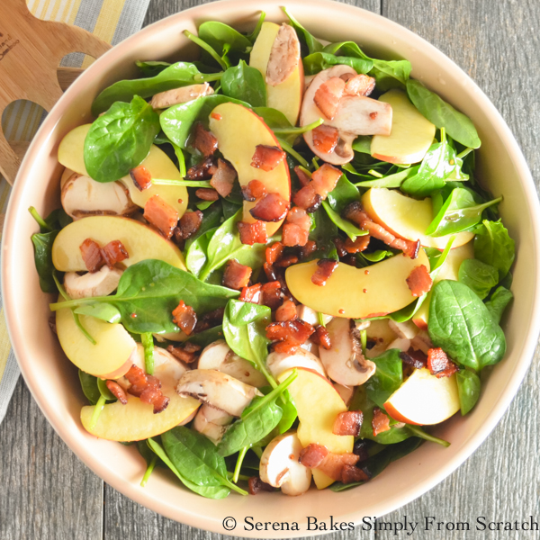 Fuji Apple Spinach Bacon Salad With Creamy Honey Mustard Vinaigrette