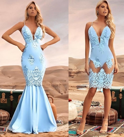 vestido de festa azul claro 2 em 1 vestido de festa azul claro 2 em 1