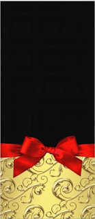 Gold, Black and Red Bow, Free Printable  Labels.