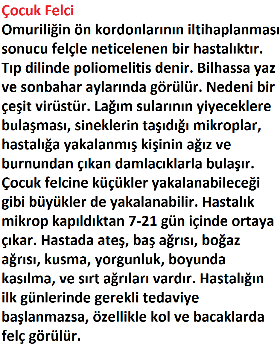 Çocuk Felci Ve Tedavisi Çocuk Felci Ve Tedavisi