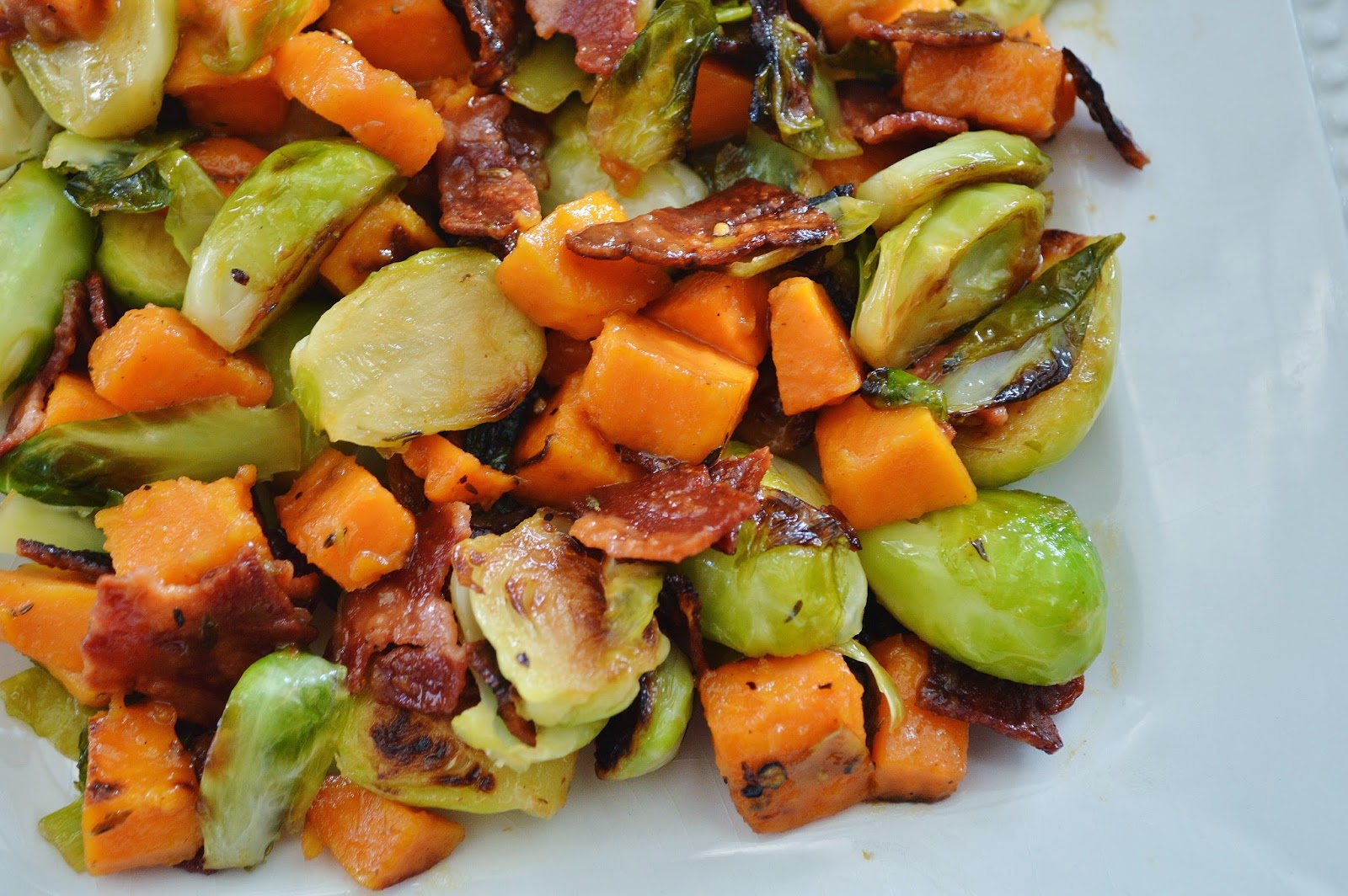 The Art of Comfort Baking Roasted Sweet Potato and Brussel Sprouts