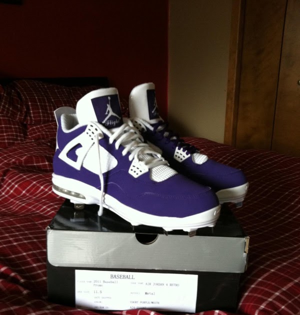 purple and yellow baseball cleats