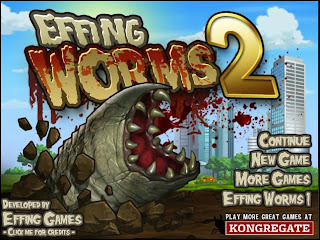 Main menu for Effing Worms 2