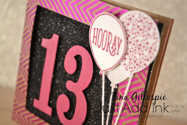 scissorspapercard, Stamping' Up!, Just Add Ink, Foil Frenzy SDSP, Large Numbers, Happy Birthday Gorgeous, Glimmer Paper