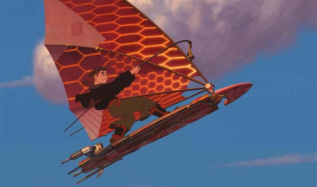 Jim solar sailing Treasure Planet 2002 animatedfilmreviews.filminspector.com
