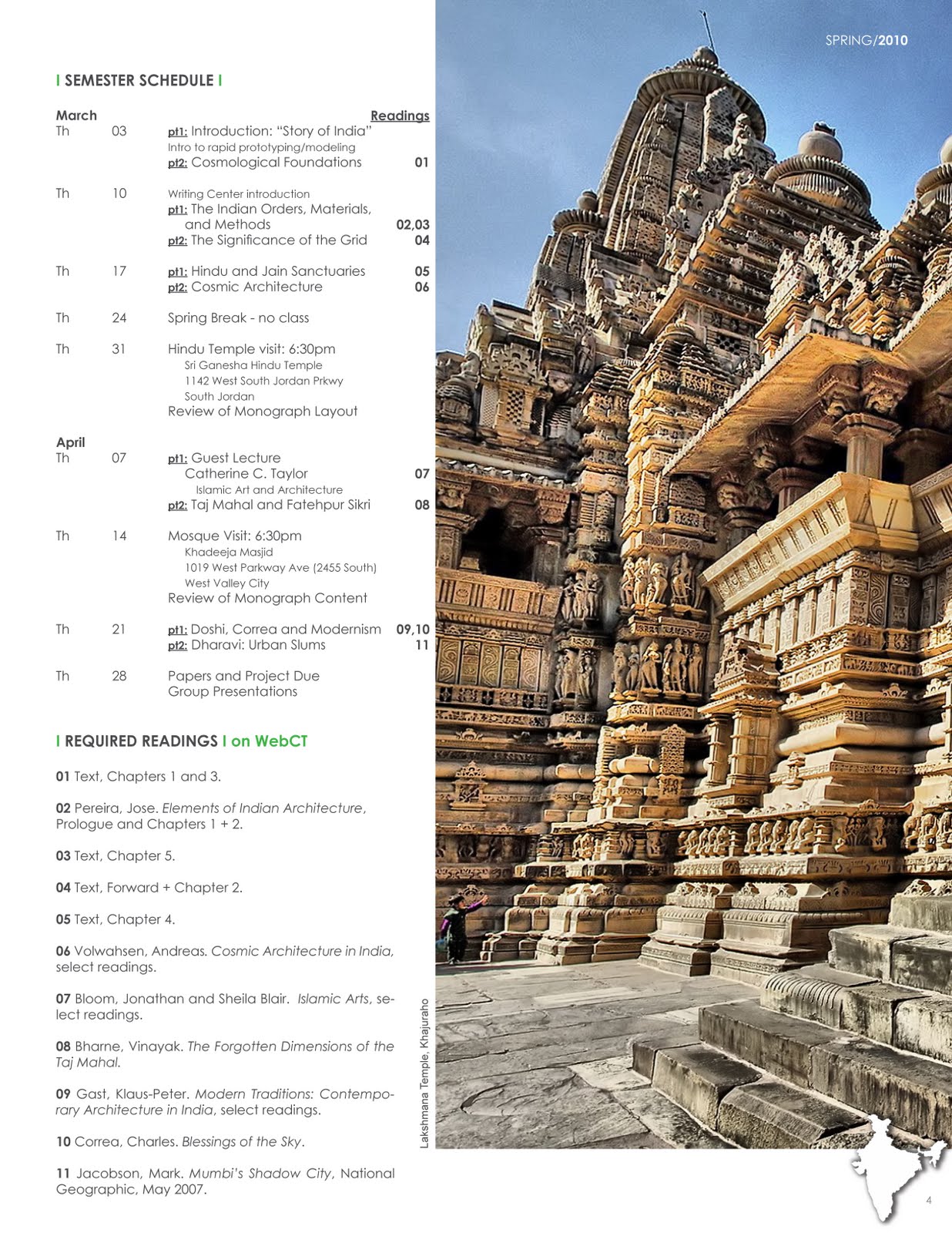 Jacob Gines Professing at UCA+P The Architecture of India Syllabus