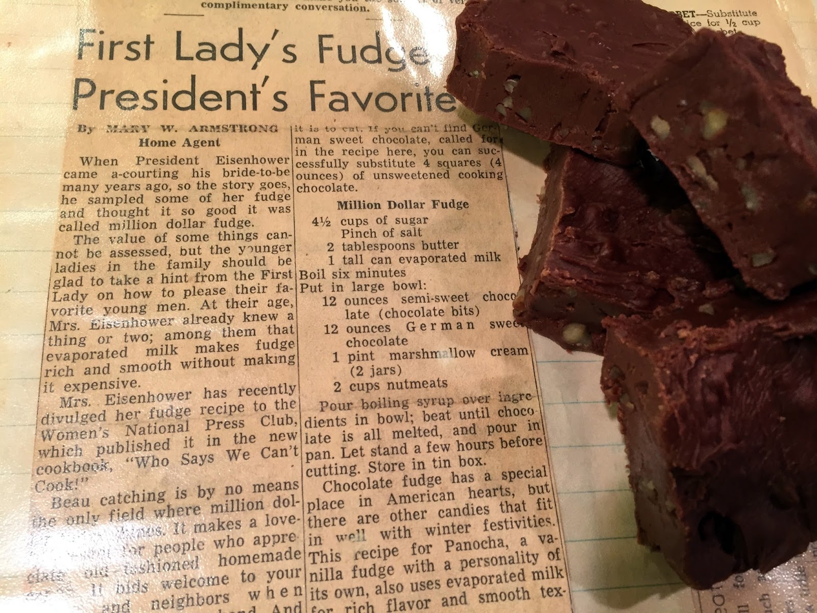 Rosemary's Sampler Mamie Eisenhower's Million Dollar Fudge