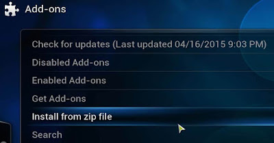 Select the Install from Zip file option Select the Install from Zip file option