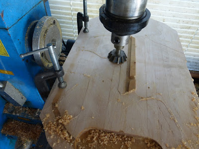 facing the cutting board with a dovetail cutter