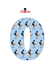 Alfabeto de Mickey Bebé en Fondo Celeste. 