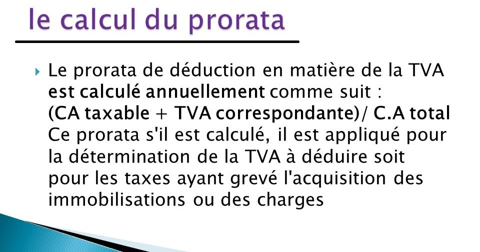 LE CALCUL DE PRORATA DU TVA AVEC DES EXEMPLES APPLIQUEES MAROC COMPTA