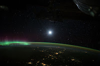 Moon and Aurora seen from the International Space Station