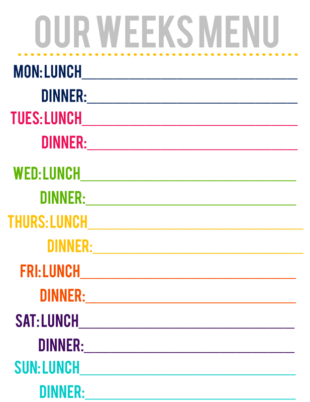 Lovely Little Snippets: {Updated} Free Printable Menu!