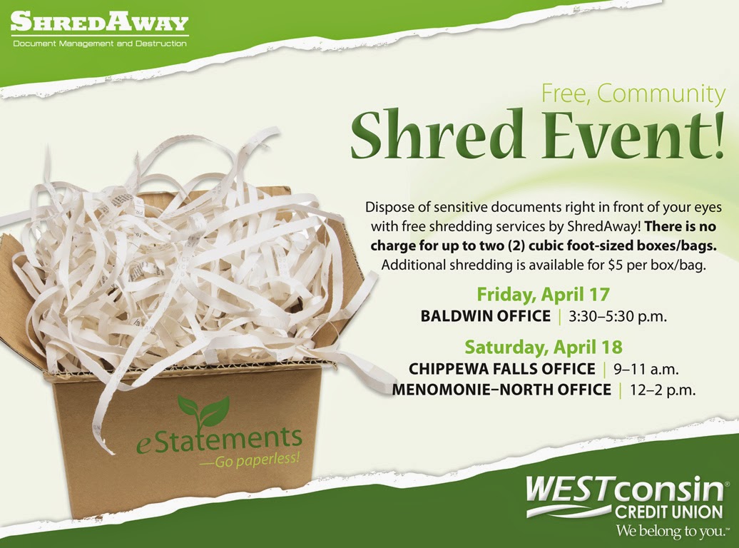 WESTconsin Credit Union Blog: Spring Shred Events Coming Soon! WESTconsin Credit Union Blog: Spring Shred Events Coming Soon!