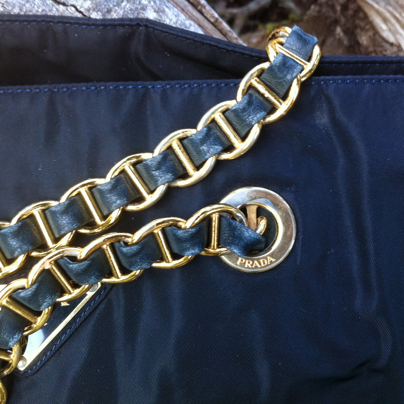 DYBUNDLE COLLECTION Prada Vintage Black Tessuto Nylon & Gold Chain