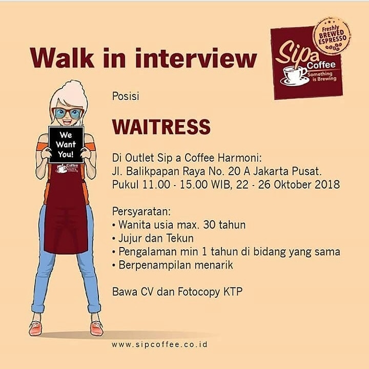 Lowongan Kerja Sebagai Waitress Langsung Interview Di Sipa Coffee Lockerjob
