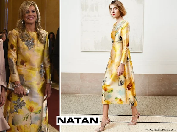 Queen Maxima wore Natan Embroidered Yellow Dress from Spring Summer 2018 Natan Couture