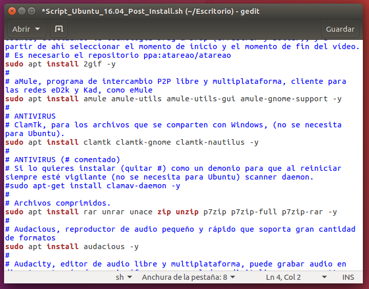 Script Ubuntu 16.04 Post Install.sh Trastetes