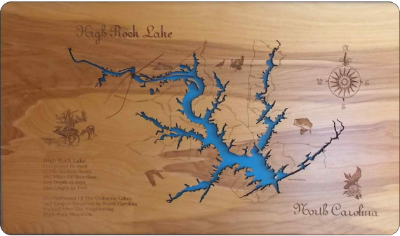 High Rock Life: Wood Cut map of High Rock Lake