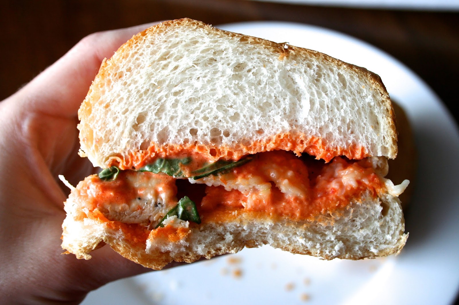 Chicken Sandwiches with Roasted Red Pepper Mayo and Basil