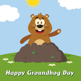 Clipart image of a Happy Groundhog Day greeting