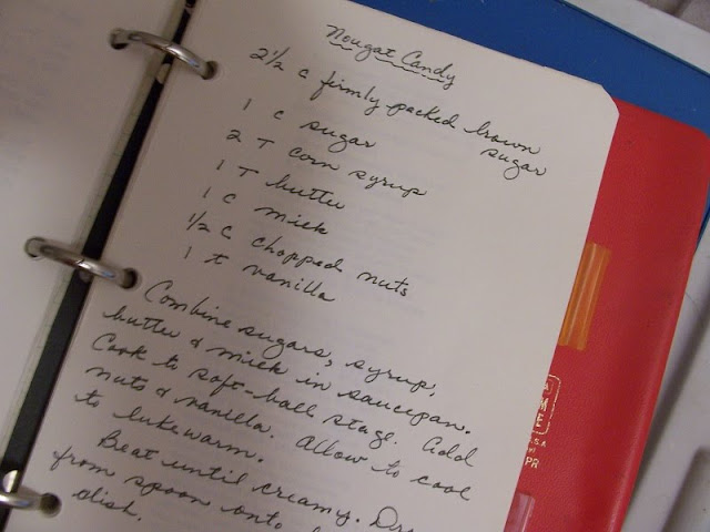 A handwritten Christmas cookie recipe in a red binder