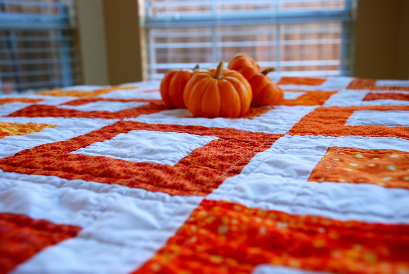Lazy Daisy Quilts Orange Block Quilt