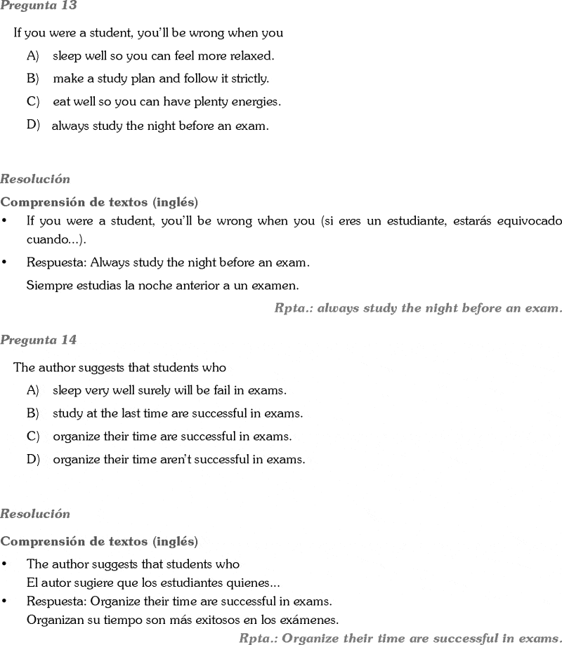 Comprensión De Lectura En Inglés Admisión Universidad San Marcos Preguntas Resueltas Deco Simulacro Con Solucionario Unmsm 2020 Pdf