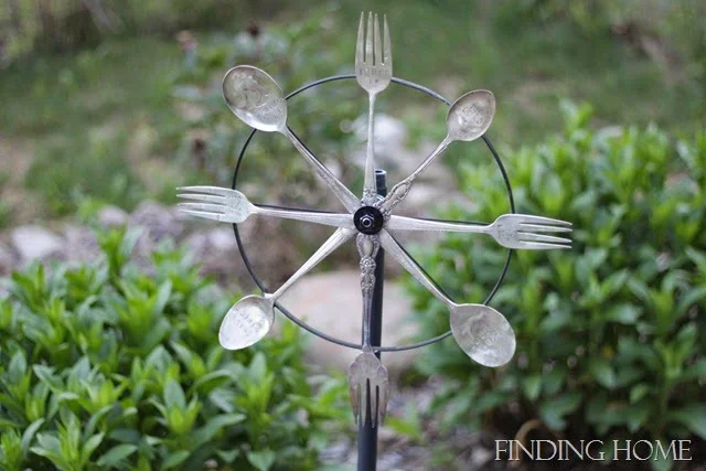 Make a charming vintage silverware whirligig for your garden! By Finding Home featured on ILoveThatJunk.com