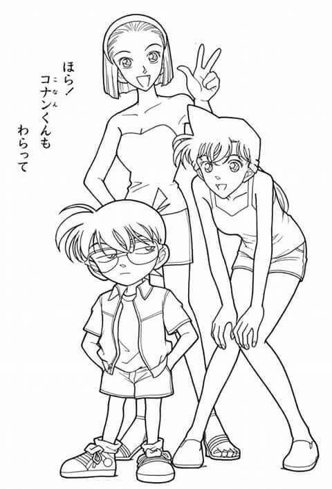 Tranh tô màu thám tử Conan và Ran và Sonoko